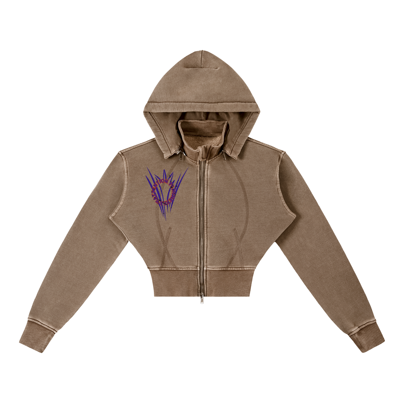 Vintage Washed Cropped Fleece Hoodie