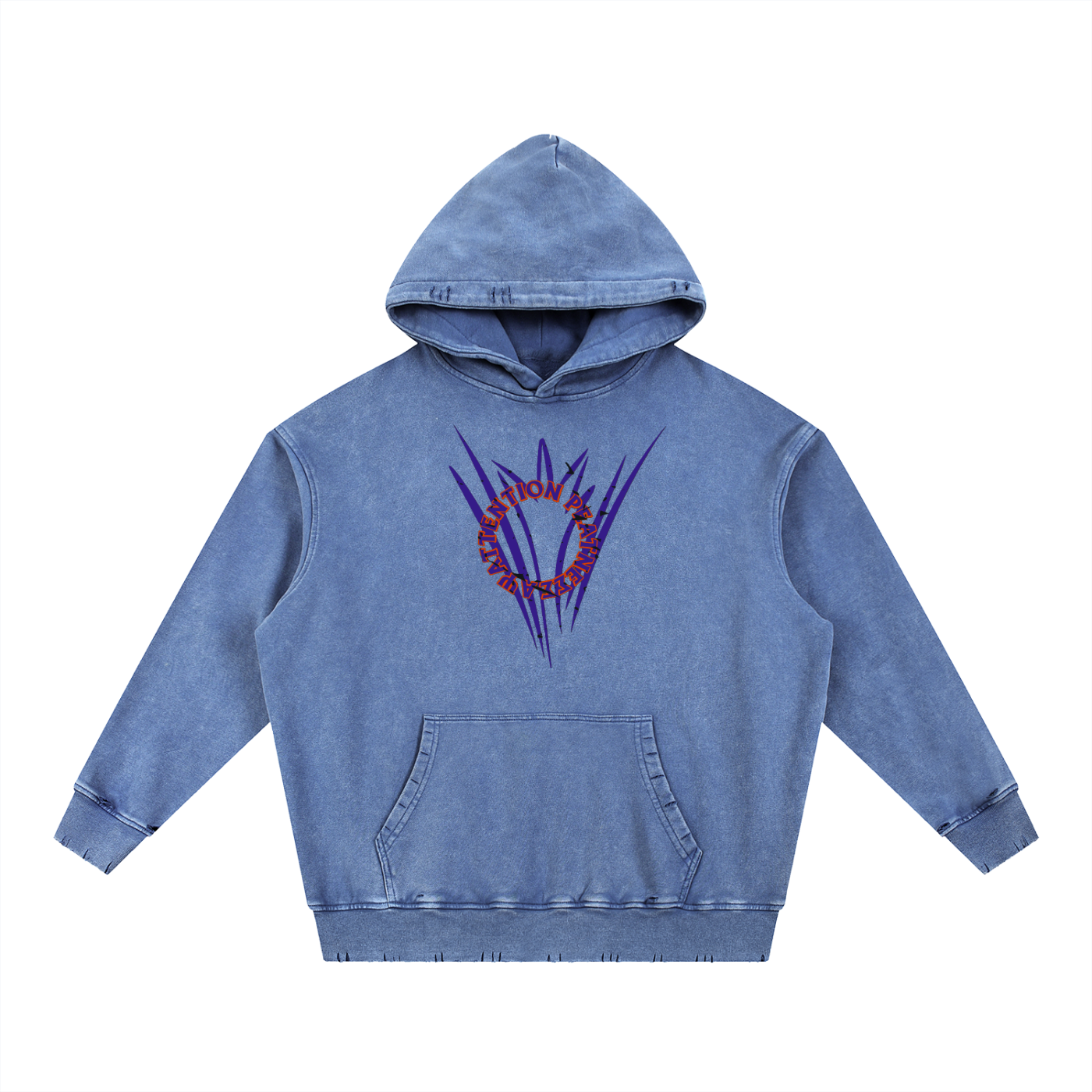 Snow Wash Hand-Frayed Heavyweight  Hoodie