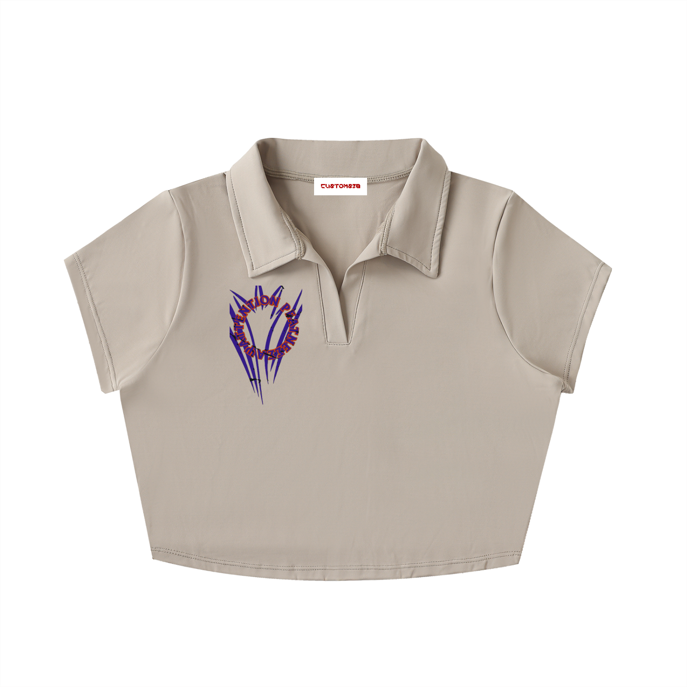 V-Neck Lapel Crop Top