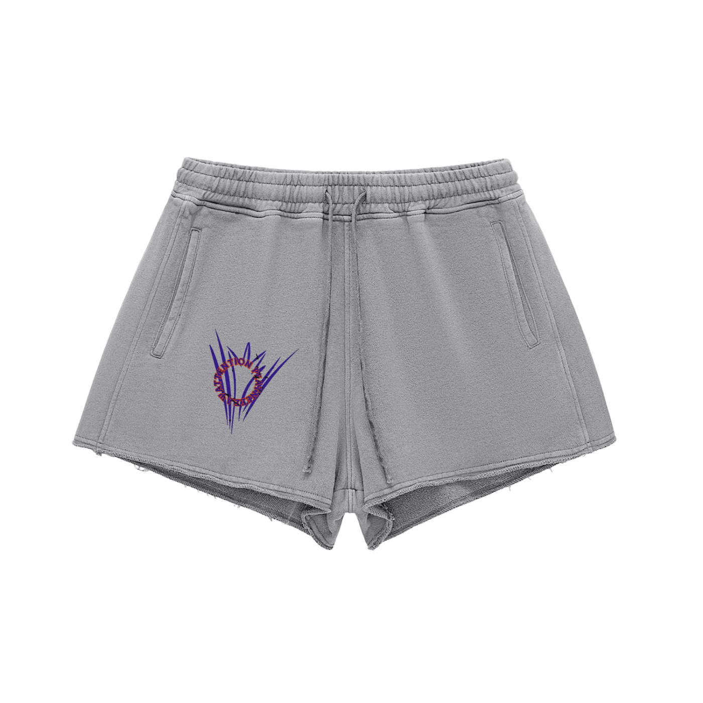 Snow Washed Raw Edge Drawstring Shorts