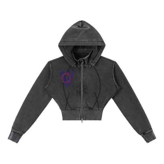 Vintage Washed Cropped Fleece Hoodie