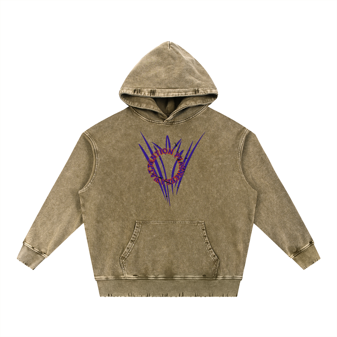 Snow Wash Hand-Frayed Heavyweight  Hoodie